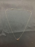 Cable Link 1mm Wide 18in Long Sterling Silver Signed Designer Necklace w/ Elephant Charm Pendant