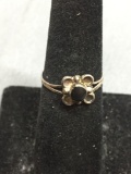 Scallop Floral Detailed Square 8.5mm Top Old Pawn Mexico Sterling Silver Ring Band w/ Round Onyx