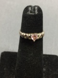 Heart Faceted 3.5mm Pink Topaz Center Heart Braid Motif Sterling Silver Ring Band