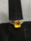 Sterling Silver Shank Orange Citrine Cocktail Ring Size 7