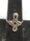 Carved Artisan Cross Sterling Silver Ring Size 8