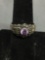Marcasite & Purple Gemstone Sterling Silver Ring Size 6