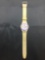 Vintage Swatch Watch White Face with Geometric Shapes - NEW BATTERY - Runs Well