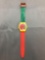 Vintage Swatch Watch Red Green & Blue Flannel - NEW BATTERY - Runs Well