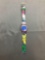 Vintage Women's Swatch Watch with Blue Face and Hawaiian Flower Band - NEW BATTERY - Runs Well