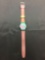 Vintage Women's Swatch Watch with Pink & Green Geometric Designed Face with Pink Band - NEW BATTERY