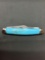 Artisan Gemstone Inlay Vintage Pocket Knife from Estate