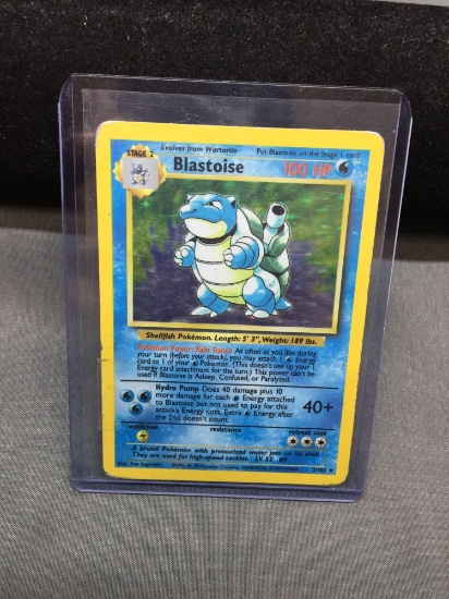 Pokemon BLASTOISE Base Set Unlimited Holofoil Rare Card 2/102