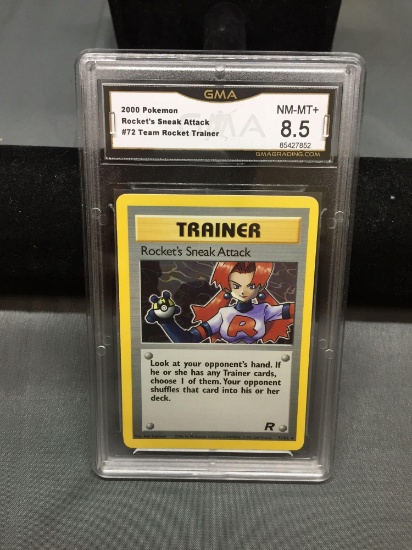 GMA Graded 2000 Pokemon Team Rocket ROCKET'S SNEAK ATTACK Rare Trading Card - NM-MT 8.5+