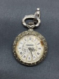 Caravelle Pendant Pocket Watch - Silver Tone