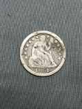 1851 United States Seated Liberty Silver Dime - 90% Silver Coin