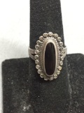 Old Pawn ND Sterling Silver & Black Onyx Ring Size 7
