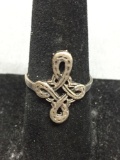 Carved Artisan Cross Sterling Silver Ring Size 8