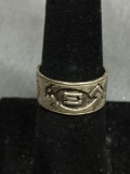 Old Pawn Native American Carved Tribal Sterling Silver Ring Size 6.5