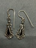 Black Onyx Dangle Sterling Silver Earrings