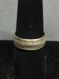 Carved Band Sterling Silver Ring Band Size 7