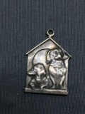 Dog & Cat Pet House Sterling Silver Charm Pendant