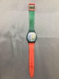 Vintage Swatch Watch with Swatch Shield Face - NEW BATTERY - Runs Well