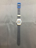 Vintage Women's Swatch Watch with Shield & Geometric Designs - NEW BATTERY - Runs Well