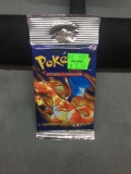 Sealed Pokemon Base Set Unlimited 11 Card Long Crimp Retail Booster Pack - Charizard Art - 20.86