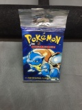 Sealed Pokemon Base Set Unlimited 11 Card Long Crimp Retail Booster Pack - Blastoise Art - 20.72