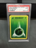 PSA Graded 2000 Pokemon Gym Heroes 1st Edition GRASS ENERGY Trading Card - MINT 9
