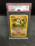 PSA Graded 1999 Pokemon Jungle 1st Edition MANKEY Trading Card - MINT 9