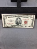 1953 United States Lincoln $5 Red Seal Bill Currency Note