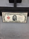 1928-E United States Lincoln $5 Red Seal Bill Currency Note