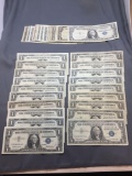 42 Count Lot of Mixed United States $1 Washington Silver Certificates Bill Currency Notes