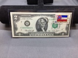 Very Rare 1976 United States Jefferson $2 Bill Note with April 13, 1776 Stamp - Uncirculated