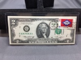 Very Rare 1976 United States Jefferson $2 Bill Note with April 13, 1776 Stamp - Uncirculated