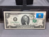 Very Rare 1976 United States Jefferson $2 Bill Note with April 13, 1776 Stamp - Uncirculated