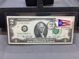 Very Rare 1976 United States Jefferson $2 Bill Note with April 13, 1776 Stamp - Uncirculated