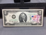 Very Rare 1976 United States Jefferson $2 Bill Note with April 13, 1776 Stamp - Uncirculated