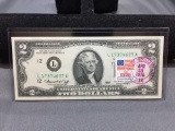 Very Rare 1976 United States Jefferson $2 Bill Note with April 13, 1776 Stamp - Uncirculated