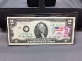 Very Rare 1976 United States Jefferson $2 Bill Note with April 13, 1776 Stamp - Uncirculated