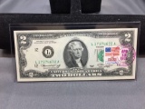 Very Rare 1976 United States Jefferson $2 Bill Note with April 13, 1776 Stamp - Uncirculated