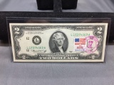 Very Rare 1976 United States Jefferson $2 Bill Note with April 13, 1776 Stamp - Uncirculated