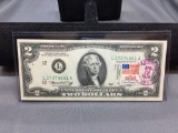 Very Rare 1976 United States Jefferson $2 Bill Note with April 13, 1776 Stamp - Uncirculated