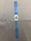 Vintage Women's Swatch Watch with 963 Face and Blue Band - NEW BATTERY - Runs Well