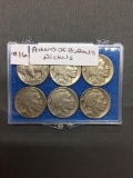 6 Count Lot of Vintage Indian Head Buffalo Nickels from Collection