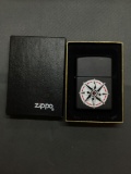Zippo Lighter with Compass on front - Black Matte - Looks to Be Unstruck - in Original Box