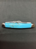 Artisan Gemstone Inlay Vintage Pocket Knife from Estate