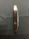 Artisan Gemstone Inlay Vintage Pocket Knife from Estate