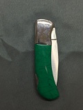 Artisan Gemstone Inlay Vintage Pocket Knife from Estate