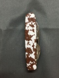 Artisan Gemstone Inlay Vintage Pocket Knife from Estate