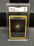 GMA Graded 2000 Pokemon Team Rocket RAINBOW ENERGY Holo Rare Trading Card - NM-MT 8