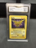 GMA Graded 1999 Pokemon Fossil ZAPDOS Rare Trading Card - NM-MT 8.5+