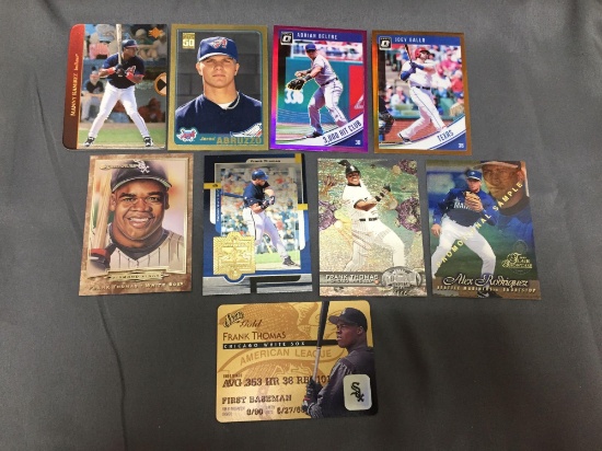 9 Card Lot of Baseball Serial Numbered, Prizm & Refractor Cards with Hall of Famers & Stars